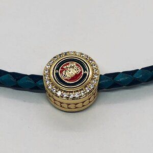 ✨✨Pandora USMC U.S. Marines Military Exclusive Sparkling Round Gold Button Charm